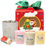 Set cadou Editie Limitata The Land of Santa 3 lumanari parfumate si suport decorativ City Lights 