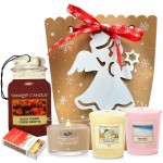 Set cadou Christmas Cookie, 3 lumanari parfumate si odorizant auto, Yankee Candle