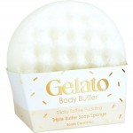 Spumand cu burete exfoliant cu săpun pentru dus GELATO Sticky Toffee Pudding 200g, Bomb Cosmetics