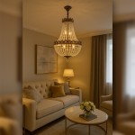 Candelabru auriu decorat cu cristale, Ø 60 cm E14/max 12x40W, Clayre & Eef