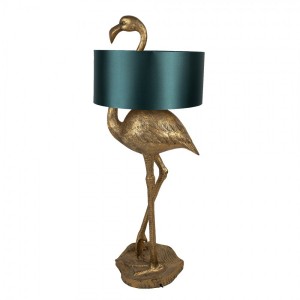 Lampa de podea "Golden Flamingo" 55x40x142 cm E27/max 1x60W, aurie cu abajur verde, Clayre & Eef Lampa de podea "Golden Flamingo" 55x40x142 cm E27/max 1x60W, aurie cu abajur verde, Clayre & Eef