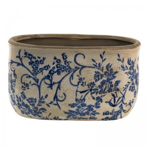 Vas decorativ pentru flori "Royal Blue" 22x12x13 cm, Clayre & Eef Vas decorativ pentru flori "Royal Blue" 22x12x13 cm, Clayre & Eef
