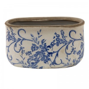 Ghiveci ceramic pentru flori "Royal Blue" 17x9x10 cm, Clayre & Eef Ghiveci ceramic pentru flori "Royal Blue" 17x9x10 cm, Clayre & Eef