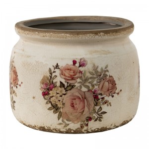 Vas decorativ pentru flori "Vintage Bloom" Ø 14x12 cm, Clayre & Eef Vas decorativ pentru flori "Vintage Bloom" Ø 14x12 cm, Clayre & Eef