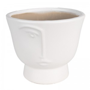 Vas decorativ din piatra "Half Face" 14x12 cm, Clayre & Eef Vas decorativ din piatra "Half Face" 14x12 cm, Clayre & Eef