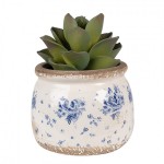 Vas decorativ pentru flori "Blue Flower" Ø 12x10 cm, Clayre & Eef