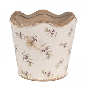Vas decorativ pentru flori "Olives" Ø 16x15 cm, Clayre & Eef Vas decorativ pentru flori "Olives" Ø 16x15 cm, Clayre & Eef