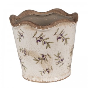 Vas decorativ pentru flori "Olives" Ø 13x12 cm, Clayre & Eef Vas decorativ pentru flori "Olives" Ø 13x12 cm, Clayre & Eef