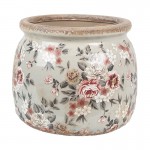 Vas decorativ "Grey & Pink Flowers" Ø 16x13 cm, Clayre & Eef