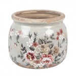Vas decorativ "Grey & Pink Flowers" Ø 12x10 cm, Clayre & Eef