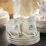 Ceasca cu farfurie "Green Flowers" 250ml, Clayre & Eef