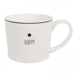 Cana din ceramica "Happy" 300ml, Clayre & Eef  Cana din ceramica "Happy" 300ml, Clayre & Eef