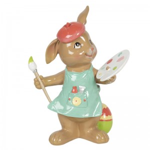 Decoratiune Paste "Bunny The Artist" 16x10x21 cm, Clayre&Eef Decoratiune Paste "Bunny The Artist" 16x10x21 cm, Clayre&Eef