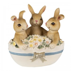 Decoratiune "3 Bunnies" 11x9x12 cm, Clayre&Eef Decoratiune "3 Bunnies" 11x9x12 cm, Clayre&Eef
