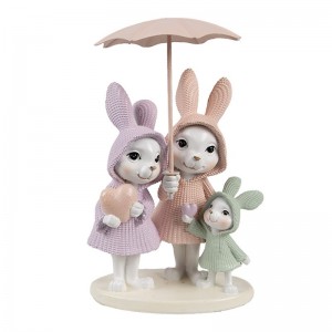 Decoratiune Paste "The Bunny Family" 11x10x17 cm, Clayre&Eef Decoratiune Paste "The Bunny Family" 11x10x17 cm, Clayre&Eef
