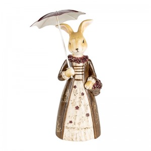 Decoratiune Paste "Lady Rabbit" 12x9x21 cm, Clayre&Eef Decoratiune Paste "Lady Rabbit" 12x9x21 cm, Clayre&Eef