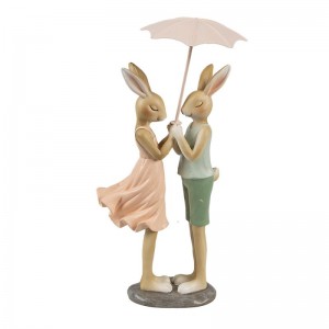 Decoratiune Paste "Bunnies & Umbrella" 12x10x26 cm, Clayre&Eef Decoratiune Paste "Bunnies & Umbrella" 12x10x26 cm, Clayre&Eef
