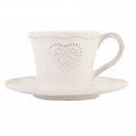 Ceasca cu farfurie "Heart" 160ml, Clayre & Eef Ceasca cu farfurie "Heart" 160ml, Clayre & Eef