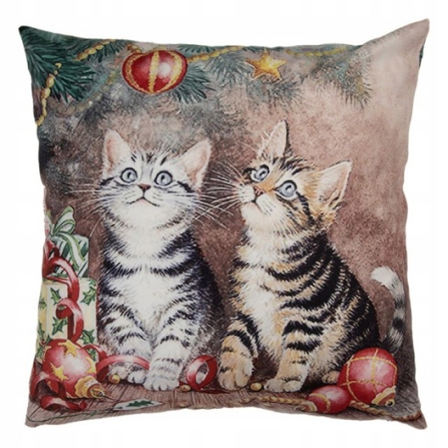 Fata de perna Craciun "Kitties" 45x45 cm, Clayre & Eef Fata de perna Craciun "Kitties" 45x45 cm, Clayre & Eef