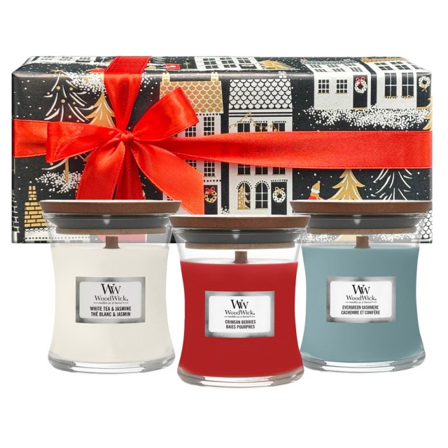 Set cadou Editie Limitata Christmas Nights - 3 lumanari parfumate Borcan Mic WoodWick Set cadou Editie Limitata Christmas Nights - 3 lumanari parfumate Borcan Mic WoodWick