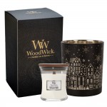 Set Cadou Lumanare si Suport decorativ alb "White Winter", Woodwick