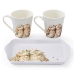 PIMPERNEL Set 2 cani din portelan cu tava, Wrendale Designs OWL - Coloured Collection