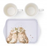 PIMPERNEL Set 2 cani din portelan cu tava, Wrendale Designs OWL - Coloured Collection