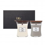 Set Cadou 2 Lumanari Borcan Mediu Linen&Fireside, Woodwick®