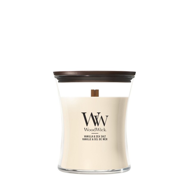 Lumanare Parfumata Borcan Mediu Vanilla & Sea Salt, WoodWick® Lumanare Parfumata Borcan Mediu Vanilla & Sea Salt, WoodWick®