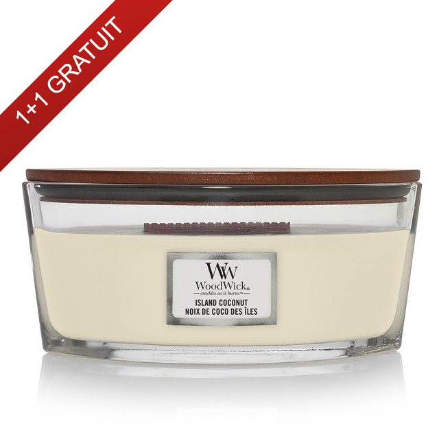 Lumanare Parfumata Ellipse Island Coconut, WoodWick® Lumanare Parfumata Ellipse Island Coconut, WoodWick®