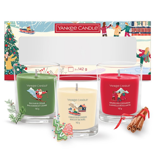 Yankee Candle Après Ski Set 3 Lumanari 142g Balsam& Cedar, Sparkling Cinnamon, Christmas Cookie Yankee Candle Après Ski Set 3 Lumanari 142g Balsam& Cedar, Sparkling Cinnamon, Christmas Cookie