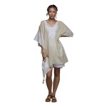 Caftan de plaja bej, cu broderie decorativa, marime universala Caftan de plaja bej, cu broderie decorativa, marime universala