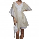 Caftan de plaja bej, cu broderie decorativa, marime universala Caftan de plaja bej, cu broderie decorativa, marime universala