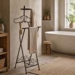 Suport decorativ pentru haine/prosoape din metal maro, 121 cm Suport decorativ pentru haine/prosoape din metal maro, 121 cm