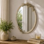 Oglinda decorativa ovala cu decor floral 35x51cm