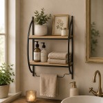 Raft de perete cu doua polite, structura metalica – 40x20x63 cm Raft de perete cu doua polite, structura metalica – 40x20x63 cm