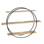 Raft de perete rotund din metal si lemn cu 3 polite – 80x16x60 cm Raft de perete rotund din metal si lemn cu 3 polite – 80x16x60 cm