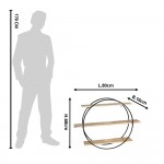 Raft de perete rotund din metal si lemn cu 3 polite – 80x16x60 cm Raft de perete rotund din metal si lemn cu 3 polite – 80x16x60 cm