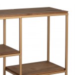 Raft structura metalica si lemn, auriu, 3 polite – 53x18x49 cm