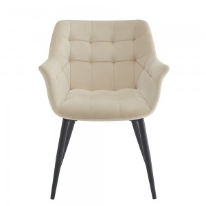 Scaun dining bej tapitat cu structura metalica, 63x62x80 cm