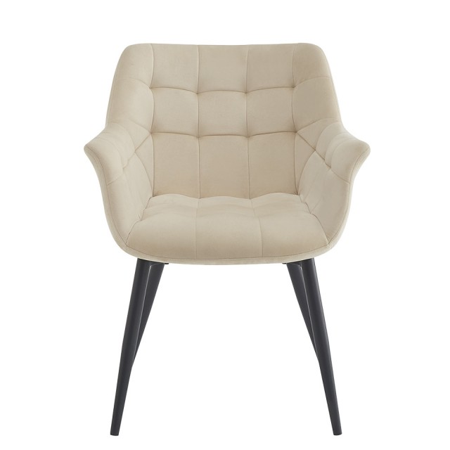 Scaun dining bej tapitat cu structura metalica, 63x62x80 cm Scaun dining bej tapitat cu structura metalica, 63x62x80 cm