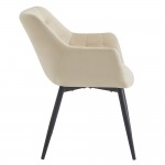 Scaun dining bej tapitat cu structura metalica, 63x62x80 cm Scaun dining bej tapitat cu structura metalica, 63x62x80 cm