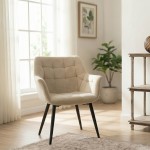 Scaun dining bej tapitat cu structura metalica, 63x62x80 cm Scaun dining bej tapitat cu structura metalica, 63x62x80 cm