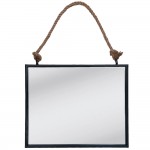 Oglinda cu rama neagra si agatatoare din sfoara 50x40 cm, Clayre & Eef