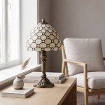 Lampa decorativa Tiffany din sticla Ø 20x38 cm alb maro E14/Max 40W