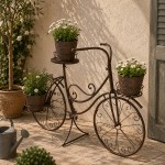 Suport pentru plante tip bicicleta 107x35x70 cm metal maro Suport pentru plante tip bicicleta 107x35x70 cm metal maro