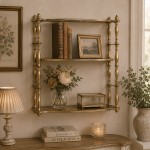 Etajera decorativa de perete din metal auriu cu 2 rafturi – 60x22x76 cm Etajera decorativa de perete din metal auriu cu 2 rafturi – 60x22x76 cm