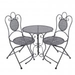 Set bistro din metal gri – masa Ø 60 cm si 2 scaune 50x40x93 cm Set bistro din metal gri – masa Ø 60 cm si 2 scaune 50x40x93 cm