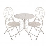 Set bistro din metal alb – masa Ø 60x70 cm si 2 scaune 39x39x94 cm Set bistro din metal alb – masa Ø 60x70 cm si 2 scaune 39x39x94 cm