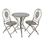 Set bistro din metal verde – masa Ø60 cm si 2 scaune 50x40x93 cm